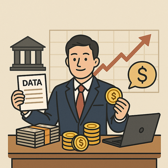 금융권이 데이터사업에 집중하는 모습을 AI가 그린 이미지 <사진=챗GPT·달리3>