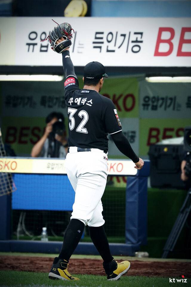 6월 14일 삼성전 5연패를 끊어낸 윌리엄 쿠에바스./KT 위즈