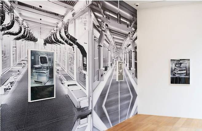 권아라 '피버 아이' 이종교배, 2025피그먼트 프린트, 검정 거울, 접착식 필름지에 디지털 흑백 인쇄 가변설치 *재판매 및 DB 금지