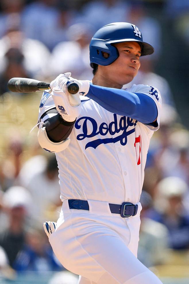 ▲ 23일(한국시간) 워싱턴 내셔널스와 경기에서 3루타를 날린 오타니 쇼헤이. ⓒ연합뉴스