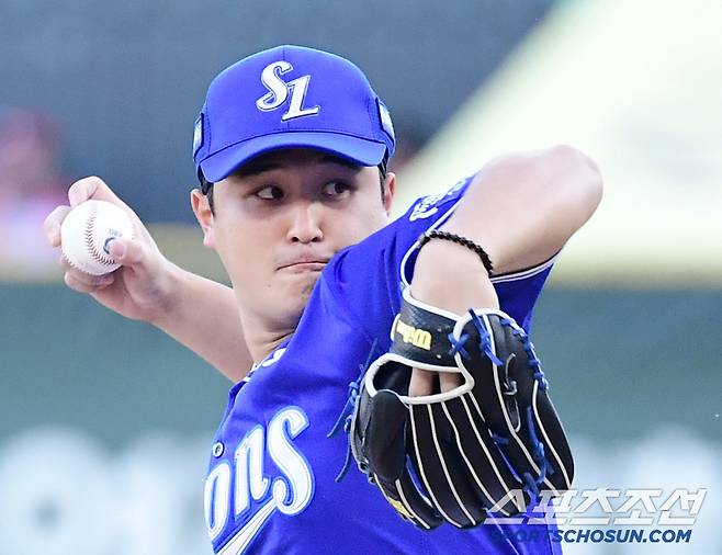 4일 인천 SSG랜더스필드에서 열린 KBO리그 SSG와 삼성의 경기. 선발 투구하고 있는 삼성 최원태. 인천=송정헌 기자songs@sportschosun.com/2025.06.04/