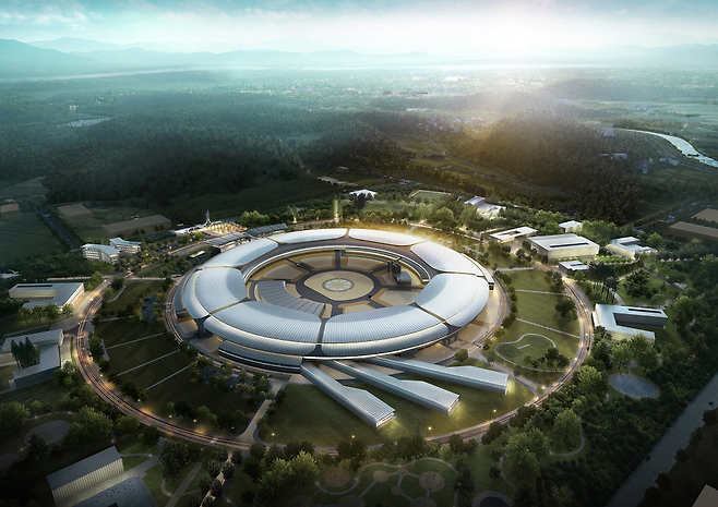 2029년까지 충북 오창에 들어서는 다목적 방사광가속기 조감도. 과학기술정보통신부 제공