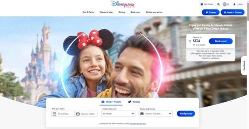 파리 디즈니랜드 홈페이지 초기화면. [파리 디즈니랜드 홈페이지 캡처]