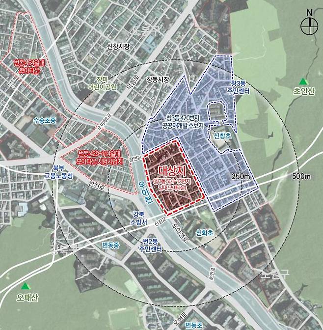 도봉구 창3동 모아타운 위치도. 서울시 제공