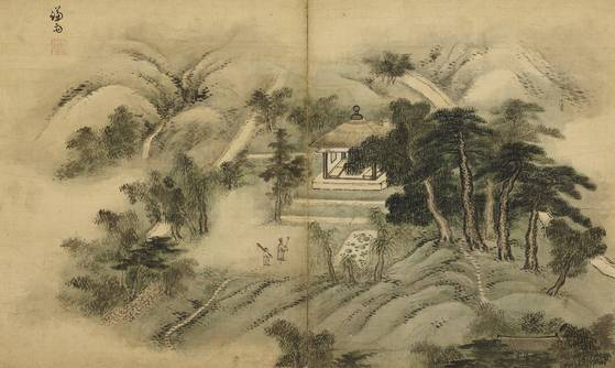 정선, 서원소정도(西園小亭圖), 조선, 18세기, 비단에 수묵담채. 40x66.7㎝, 개인 소장. [사진 호암미술관]