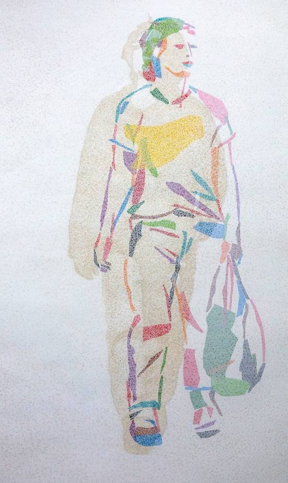 이길우, 여행자3, 2025,125x182cm, Incense, Mixed media on hanji paper. 사진 선화랑