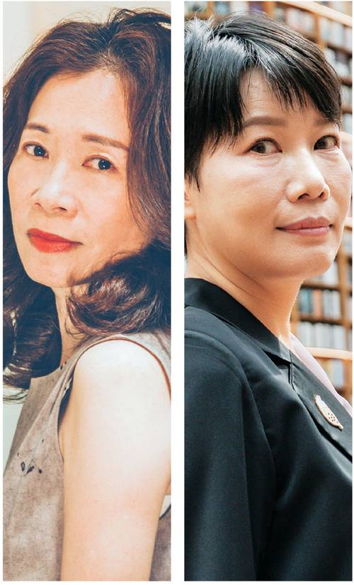 ‘악녀서’를 시작으로 30년간 20권 넘는 책을 펴낸 대만 작가 천쉐(왼쪽 사진)와 여성이 유리한 것만 골라 먹는다는 ‘페미니즘 백래시’(페미니즘에 대한 집단적 공격) 용어 ‘여권(女權) 뷔페’를 변형해 소설집 ‘여신 뷔페’를 펴낸 류즈위(오른쪽).  천쉐 본인·민음사 제공