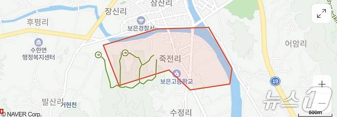 보은군 보은읍 죽전리 위치도(네이버  캡처) /뉴스1