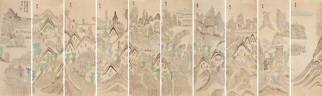 금강산칠보산도 10폭 병풍, 20세기 전반, 종이에 채색, 전주역사박물관