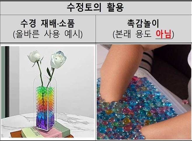 수정토 활용 예시. 한국소비자원 제공