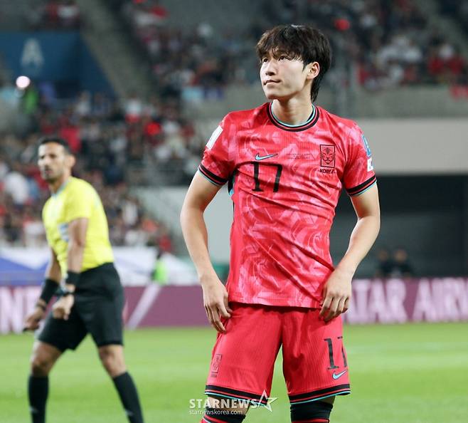 10일 서울월드컵경기장에서 북중미월드컵 최종예선 마지막 경기인 쿠웨이트전에 출전한 배준호. /사진=강영조 선임기자