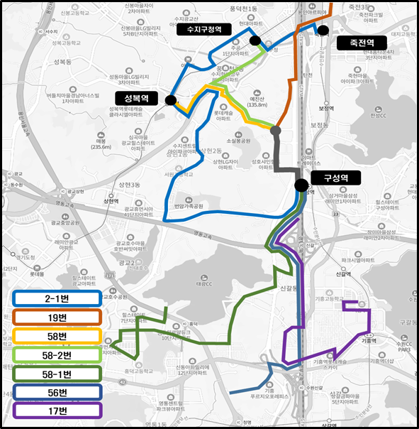 GTX-A 구성역 서측 출입구 연계버스 노선도. <국토교통부 제공>
