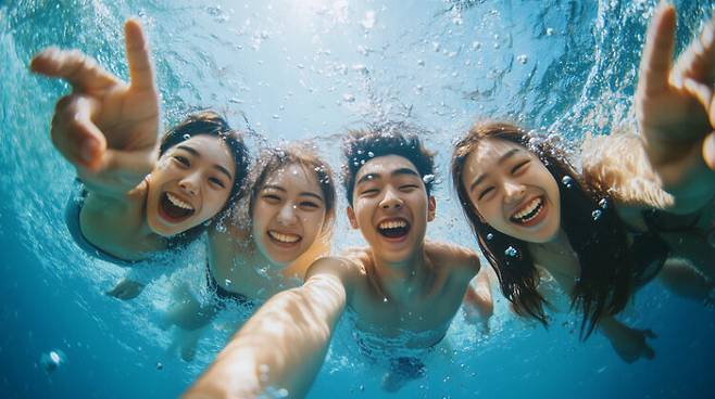 여름휴가를 바닷가에서 지내면 자연과 수영을 동시에 즐길 수 있다. 수영의 건강 효과도 크지만, 넓은 바다를 아무 생각 없이 바라보며 '물멍'을 때리는 것만으로도 충전에 큰 도움이 된다.[사진=게티이미지뱅크(AI 이미지)]