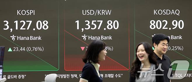 지난 25일 오전 서울 중구 하나은행 딜링룸 전광판에 코스피·코스닥지수가 전거래일 보다 상승세로 장을 시작하고 있다. /뉴스1