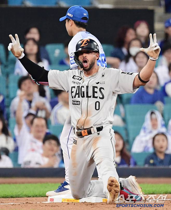 26일 대구 삼성라이온즈파크에서 열린 삼성과 한화의 경기. 6회 1타점 적시타를 날린 한화  리베라토. 대구=송정헌 기자songs@sportschosun.com/2025.06.26/