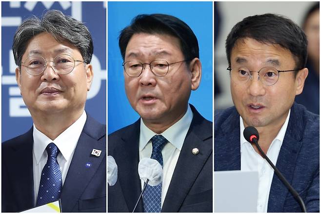왼쪽부터 이춘석 더불어민주당 의원, 김교흥 의원, 한병도 의원. 연합뉴스