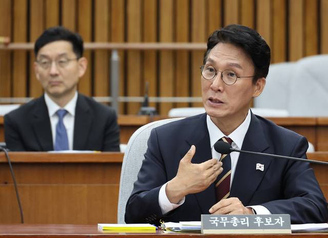김민석 국무총리 후보자가 25일 서울 여의도 국회에서 열린 인사청문회에서 질의에 답하고 있다. 연합뉴스