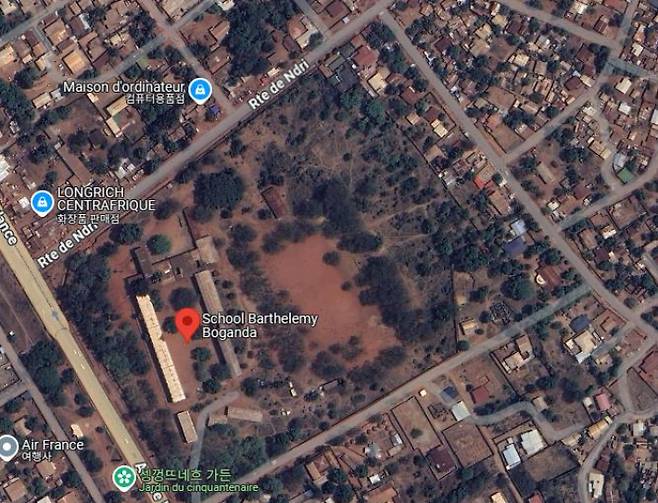 압사 사고 발생한 중앙아프리카공화국 수도 방기의 바르텔레미 보간다 고등학교. 구글 지도 캡처