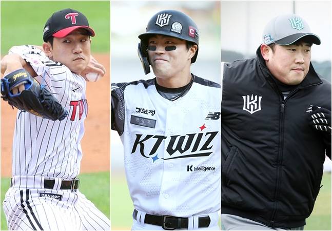 왼쪽부터 임준형, 천성호, 김준태. /사진=스타뉴스, KT 위즈 제공