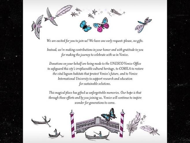 인터넷 커뮤니티 레딧 등에 소개된 제프베조스-로렌 산체스의 결혼식 초대장