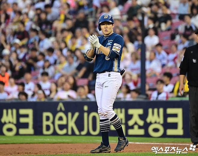 NC 다이노스 캡틴 박민우가 26일 창원NC파크에서 2025 신한 SOL Bank KBO리그 롯데 자이언츠와 팀 간 8차전 선발 라인업에서 제외됐다. 사진 엑스포츠뉴스 DB