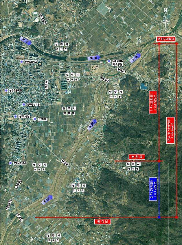 상주 병성천 퇴적토 준설공사 계획도. /상주시 제공