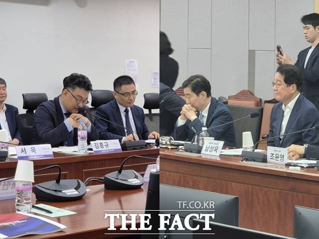 26일 서울 여의도 국회의원회관에서는 이재명 정부의 외교 정책을 전망하는 세미나가 잇따라 열렸다. (왼쪽부터) 국회의원 연구단체 한반도 평화 네트워크와 사단법인 플라자 프로젝트 공동 주최 세미나, 나경원 국민의힘 의원 주최로 열린 '이재명 정권 외교·안보 노선, 어디로 가는가?' 세미나. /송호영 기자