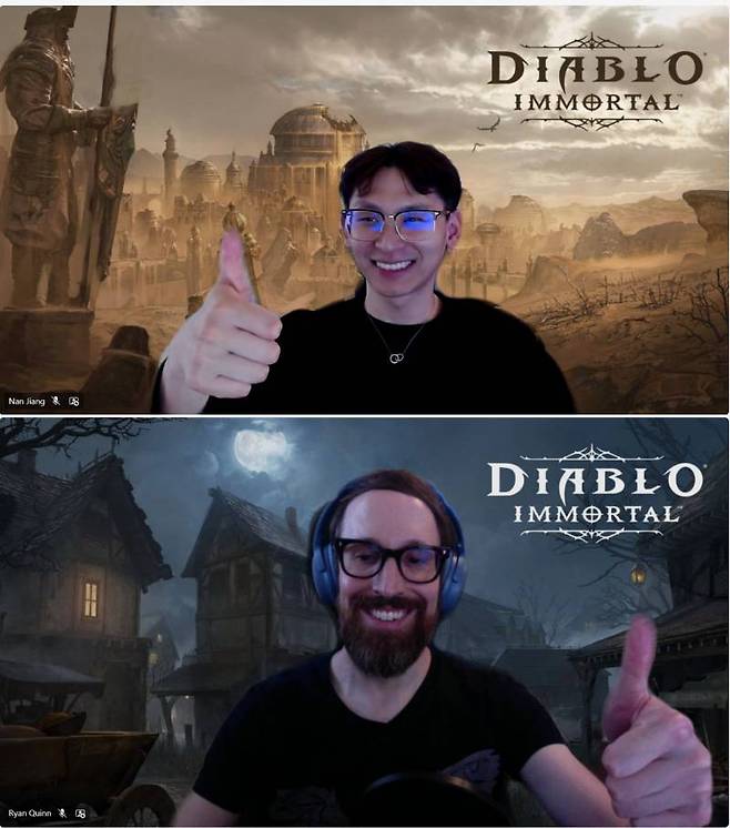 '드루이드'에 대해 설명중인 낸 지안(위)와 라이언 퀸(아래)