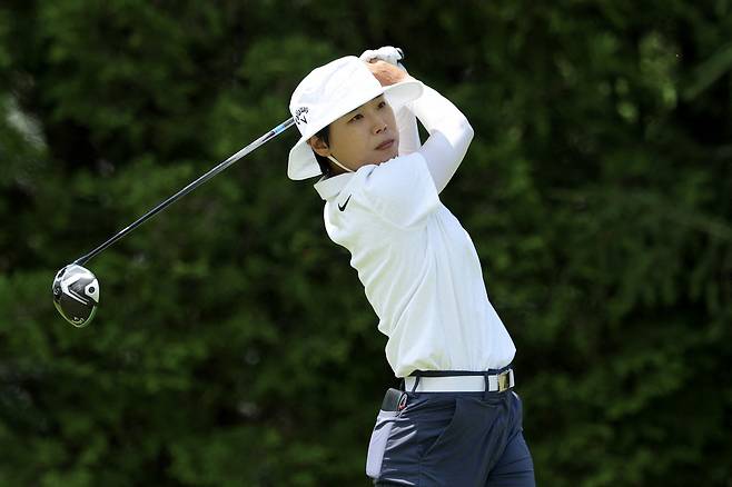 이소미가 LPGA 투어 다우 챔피언십 첫날 6번홀에서 티샷을 하고 있다.  [AFP]
