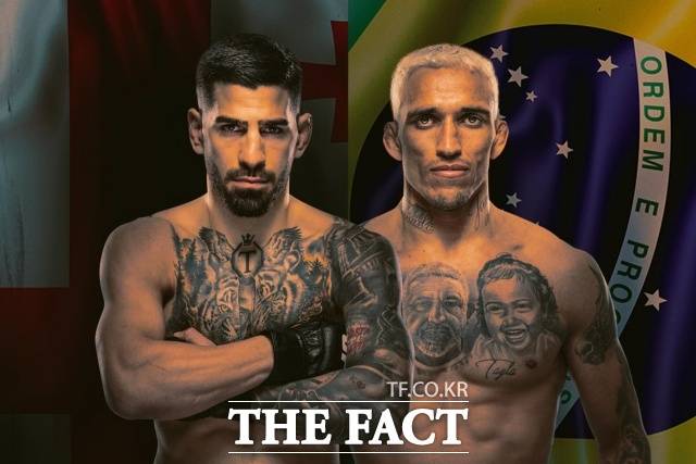 일리아 토푸리아(완)와 찰스 올리베이라가 29일(한국시간) 미국 네바다주 라스베이거스 T-모바일 아레나에서 열리는 UFC 317 메인 이벤트 라이트급 타이틀전에 출전해 챔피언 벨트를 놓고 맞대결을 펼친다. /UFC