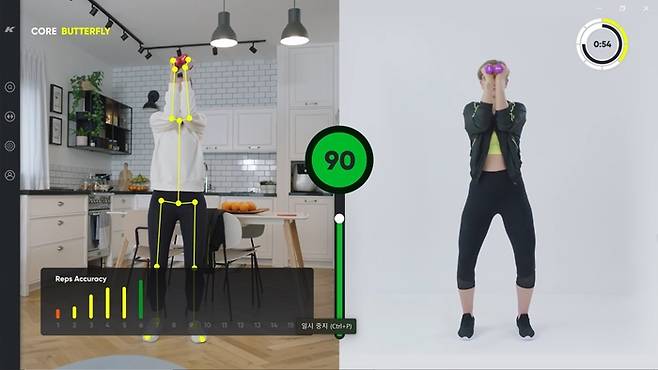 한국상호운용성기술자문(KOREA ITC)의 물리치료 및 근골격계 치료 목적 컴퓨터 비전 운동 플랫폼인 'KEMTAI 솔루션'.