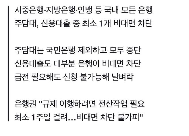[단독] 모든 은행, 주담대·신용대출 비대면 접수 중단
