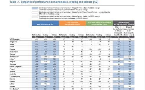 2022년 OECD PISA 리포트 [OECD 홈페이지 화면 캡처]