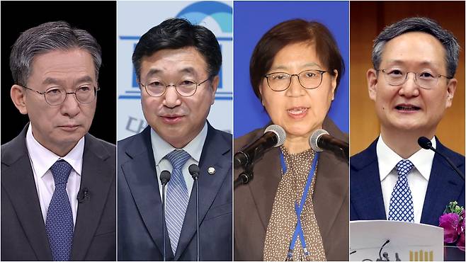 법무장관 정성호, 행안장관 윤호중, 보건복지부장관 정은경, 민정수석 봉욱(왼쪽부터).