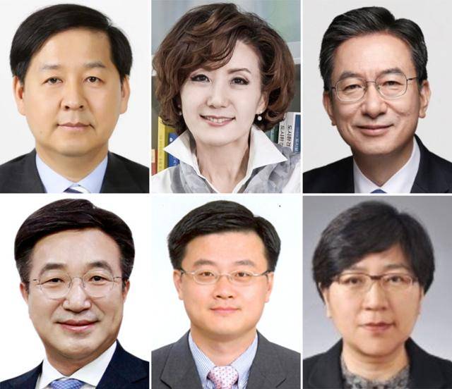 이재명 대통령이 29일 기획재정부·교육부·산업통상자원부·법무부 ·행정안전부·보건복지부 등 6개 부처 장관 인사를 단행했다. 사진 왼쪽 위부터 경제부총리 겸 기획재정부 장관 후보자로 지명된 구윤철 전 국무조정실장, 사회부총리 겸 기획재정부 장관 후보자로 지명된 이진숙 전 충남대 총장, 법무부 장관 후보자로 지명된 정성호 더불어민주당 의원, 행정안전부 장관 후보자로 지명된 윤호중 민주당 의원, 산업통상자원부 장관 후보자로 지명된 김정관 두산에너빌리티 사장, 보건복지부 장관 후보자로 지명된 정은경 전 질병관리청장. 대통령실 제공