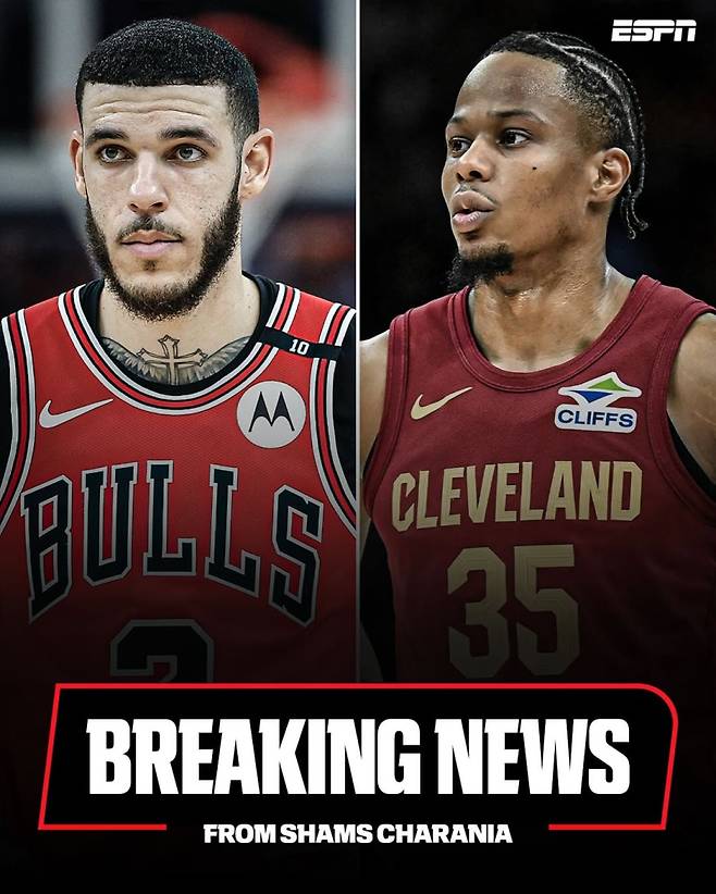 29일 트레이드를 통해 유니폼을 바꿔 입은 론조 볼(왼쪽)과 아이작 오코로. 사진=ESPN