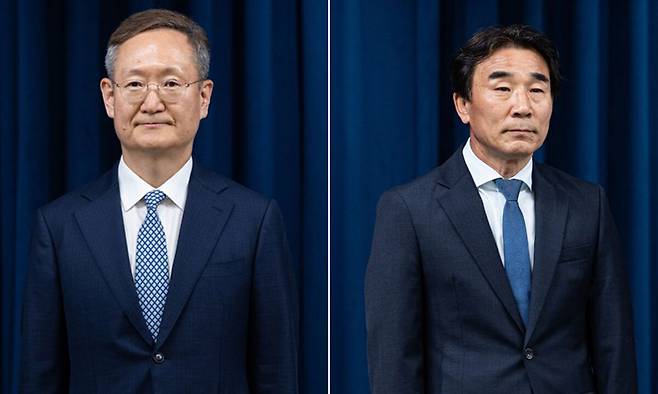 봉욱 신임 민정수석, 전성환 신임 경청통합수석(왼쪽부터). 뉴스1