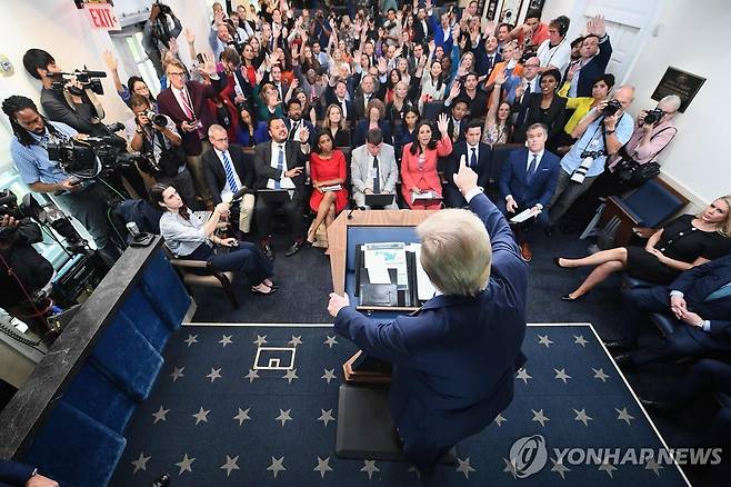 대법원 판결 후 즉석 기자회견 연 트럼프 [AFP=연합뉴스 자료사진. 재판매 및 DB 금지]