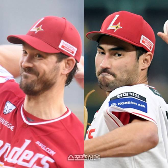 SSG ‘외인 듀오’ 앤더슨(왼쪽)과 화이트(오른쪽)의 모습. 사진 | 스포츠서울 DB