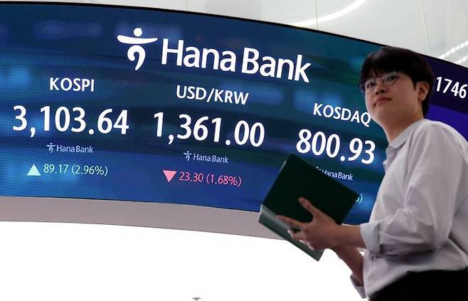 서울 중구 하나은행 딜링룸에서 딜러들이 업무를 보고 있다(자료사진). ⓒ뉴시스