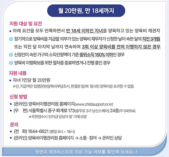 양육비 선지급제 안내