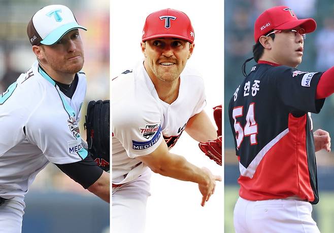 KIA 올러·네일·양현종 (왼쪽부터). KIA타이거즈 제공