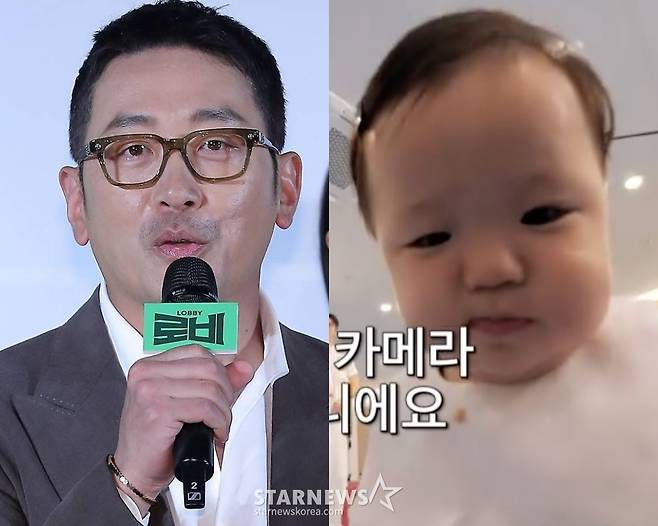 배우 하정우(왼쪽), 배우 황보라 아들 우인 /사진=스타뉴스, TV조선 방송화면