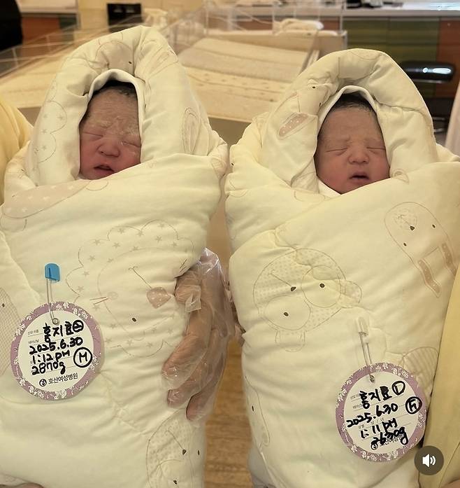 강승호-홍지효 부부 사이에서 태어난 쌍둥이. 사진 | 홍지효 SNS