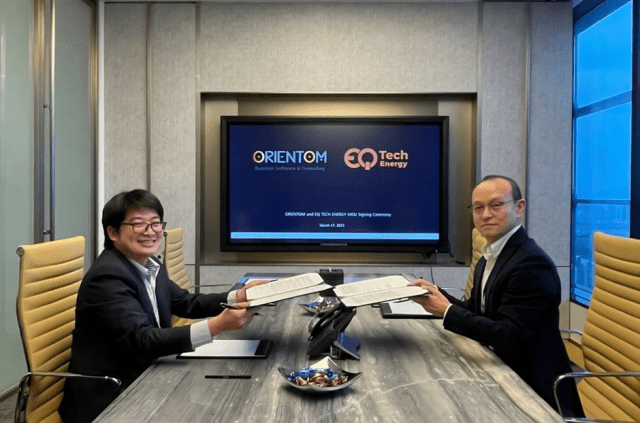 EQ테크 워라왓 미와사나 부사장과 방승현 오리엔텀 대표(이미지=오리엔텀)