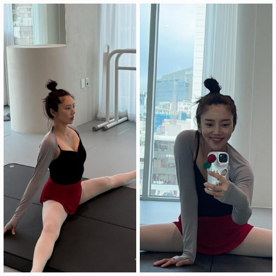 손담비가 거울 앞 발레 동작을 통해 건강한 일상을 전했다.사진=손담비 SNS