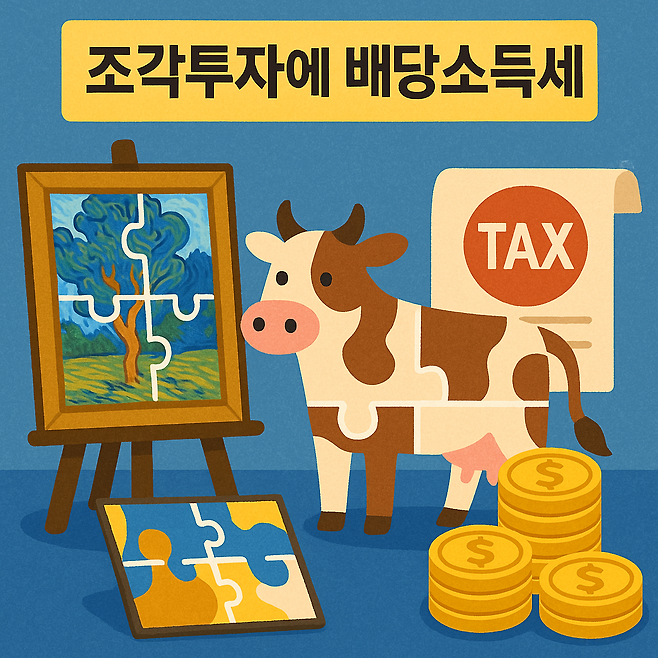 조각투자상품 발생 이익에 ‘배당소득세’ 부과. [챗GPT를 사용해 제작함]