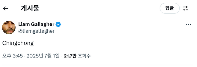 리암 갤러거 X 캡처.