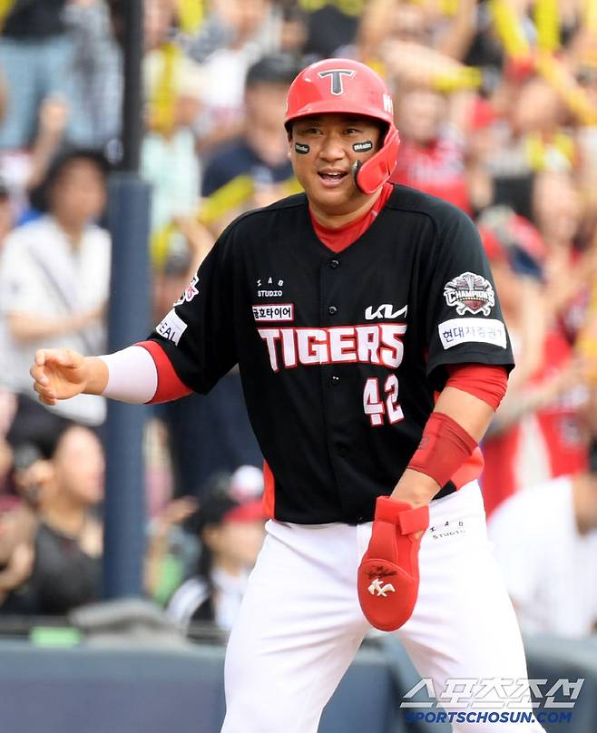 28일 잠실구장에서 열린 LG 트윈스와 KIA 타이거즈의 경기. KIA 김태군이 숨을 고르고 있다. 잠실=박재만 기자 pjm@sportschosun.com/2025.06.28/