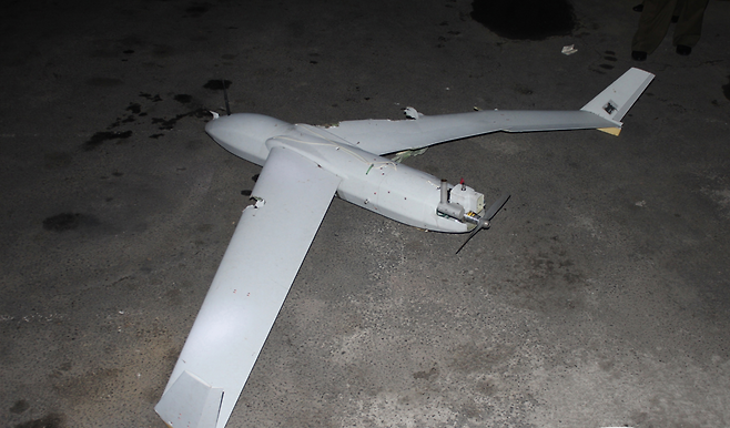 지난해 10월19일 북한이 평양에서 한국군에서 운용하는 드론과 동일 기종의 무인기 잔해를 발견했다고 주장하며 공개한 사진. 조선중앙통신연합뉴스